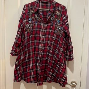 Maternity Autumn/Spring Embroidery Denim Mini Dress/Shirt